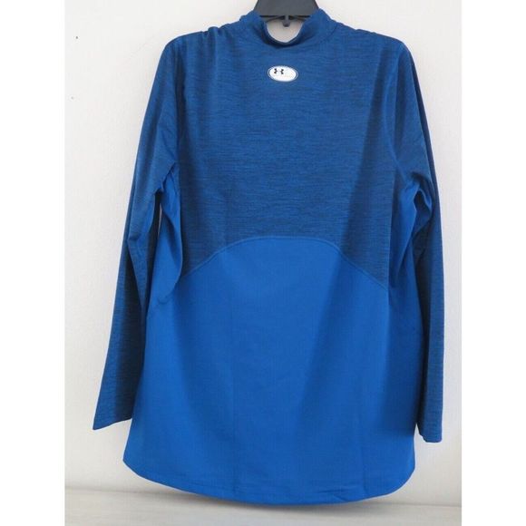 Under Armour 1366069 Men's Sz XL Tech Blue ColdGear Fitted Twist Mock Neck Shirt - Picture 2 of 2
